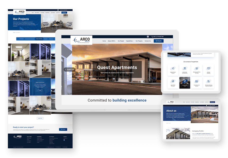 Www.vaxonitumelony created the website for construction company ARCO to present their services